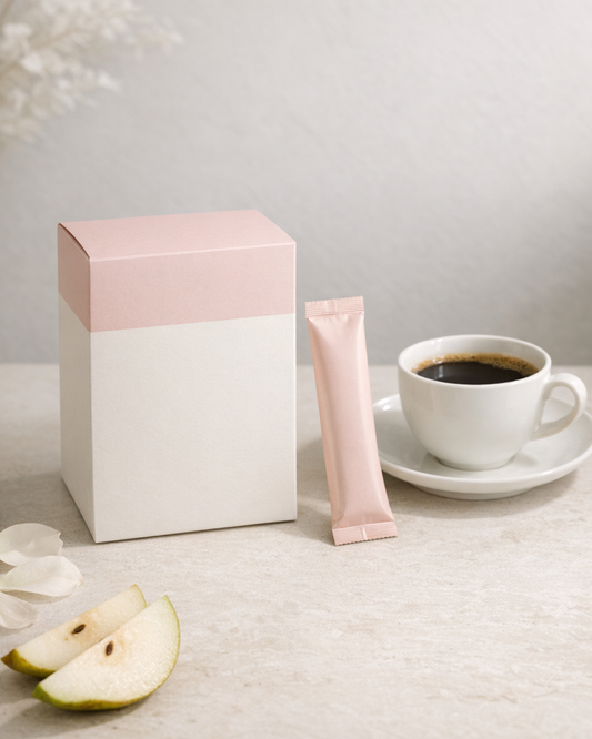 Post-Coffee Cool and Calm scoopable powder jar mockup
