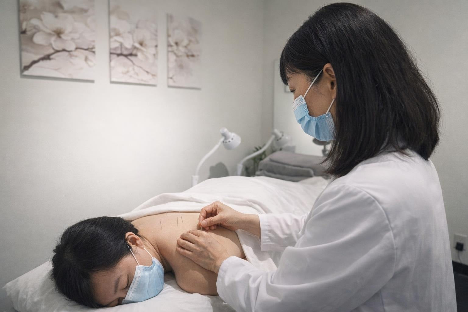 Dr. Wang consulting with a patient during treatment